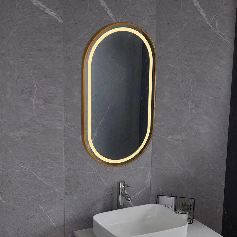 Black Round Metal Framed Decorative Bathroom Dressing Hanging Wall Mirror