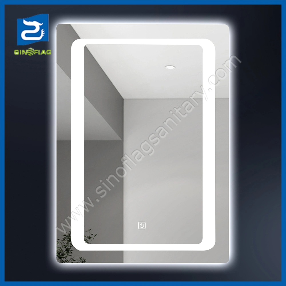 Wall Mounted Bathroom LED Light Make up Rectangular Silver Mirror