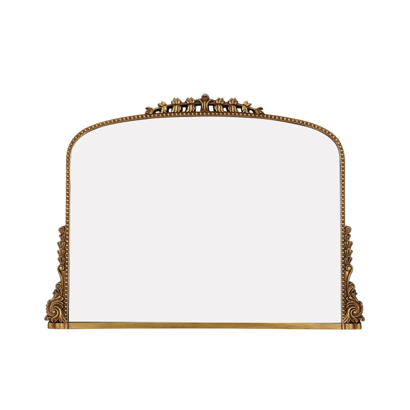 French Light Luxury Retro Arched European Bathroom Mirror Hanging Mirror Bathroom Vanity Mirror Carved Decorative Mirror