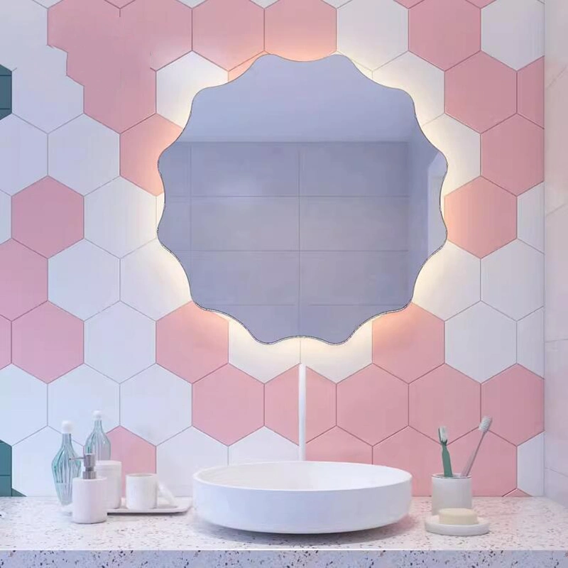 Touch Round Special-Shaped LED Smart Bathroom Bathroom Mirror Wall Hanging Wall Bathroom Anti-Fog Light-Emitting Mirror with Light