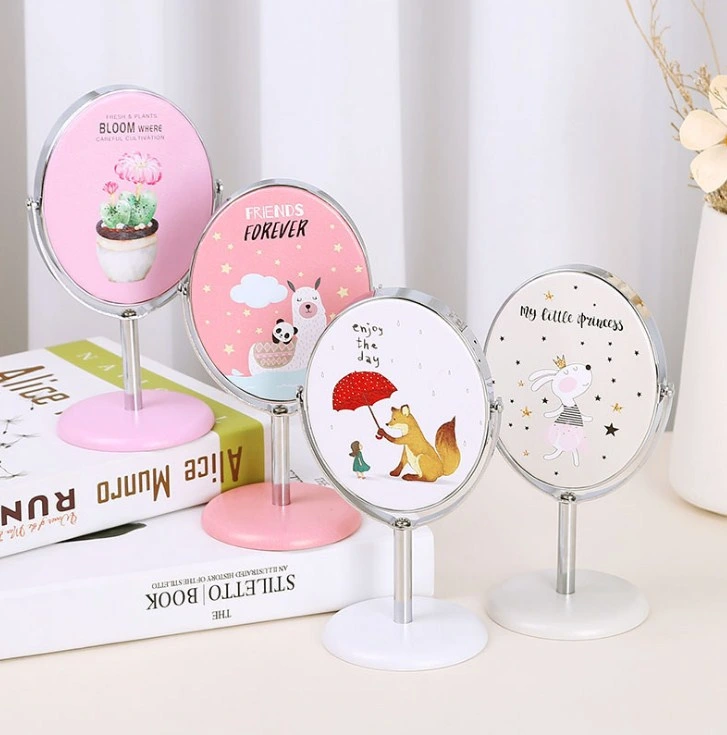 PU Round Stand Mirror Personalized One Side Makeup Mirror