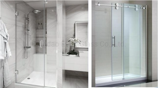 8/10/12mm Clear/Low Iron/Frosted/Frameless Flat Curved Toughened/Tempered Glass Shower Door/Partition/Bathroom/Sliding/Barn/Hinged/Building