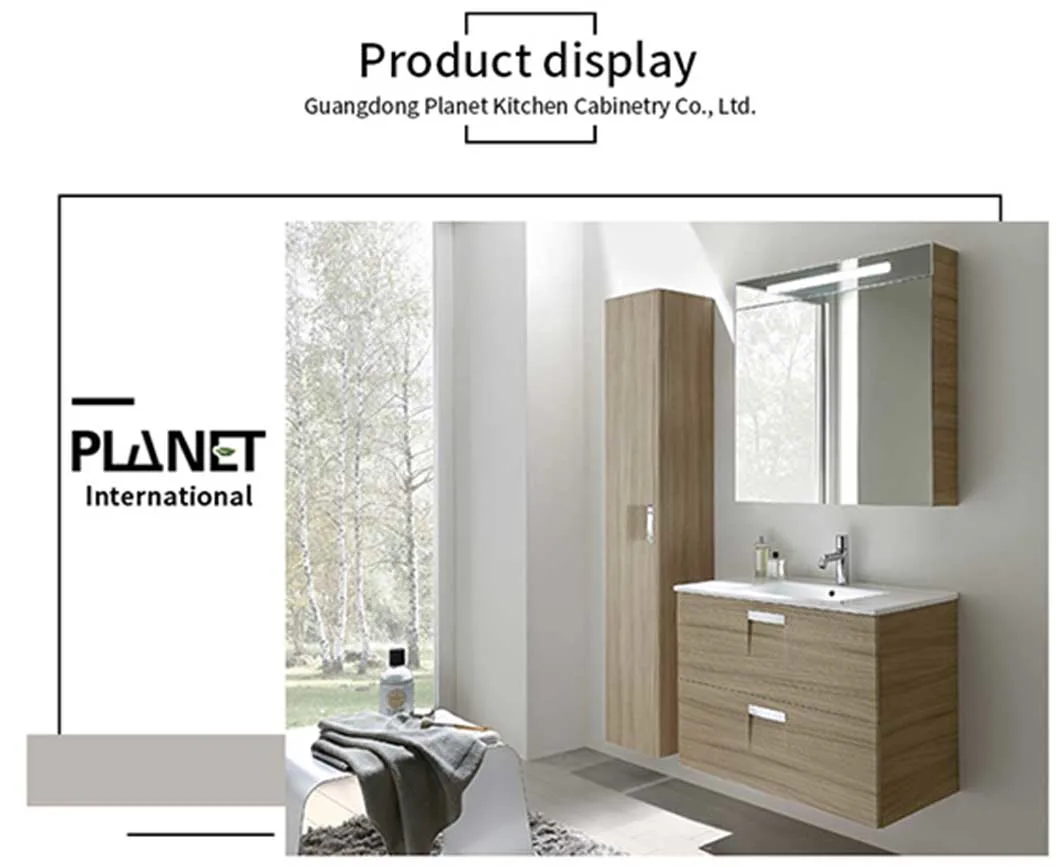 Wholesale Custom PVC Wall Hung Bathroom Vanities Cabinet with LED Light Makeup Mirror