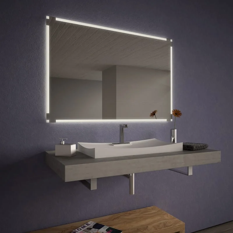 Bathroom Vanity Mirror LED Makeup Mirrors Illuminated Hanging Rectangular Bathroom Mirror