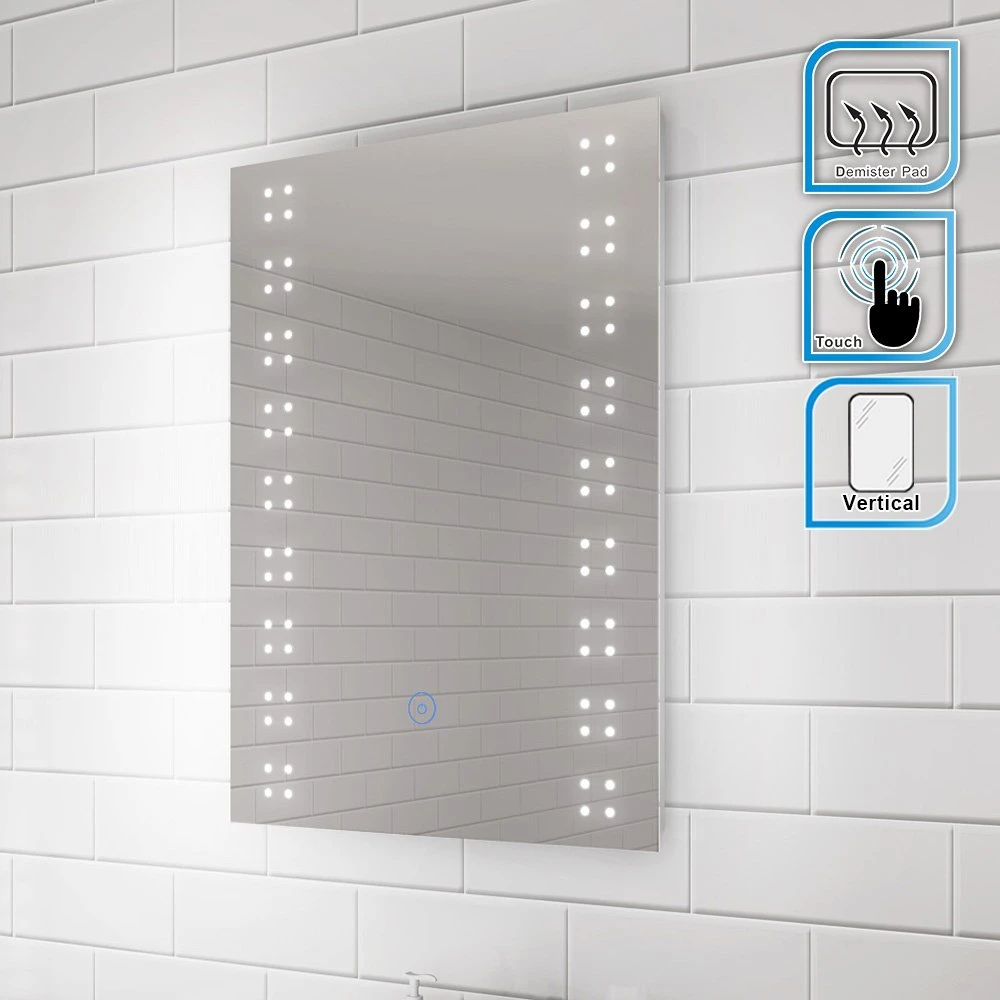 Touch Sensor Frameless Wall-Mounted Bathroom Bluetooth LED Mirror for Hotel Use