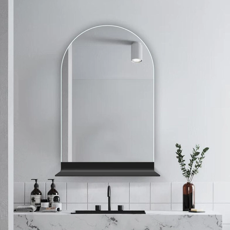 Modern Minimalist Bathroom Mirror with Black Shelf Mirror Wall-Mounted Oval Makeup Mirror Can Be Stored