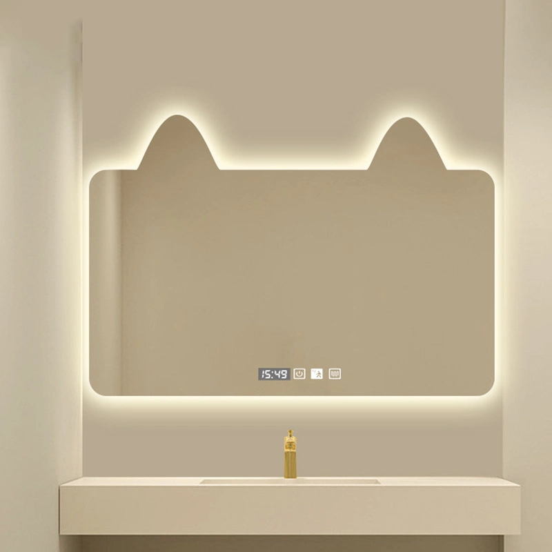 Smart Special-Shaped LED Luminous Bathroom Mirror Creative Irregular Wall-Mounted Makeup Vanity Mirror Children&prime;s Room Cat Mirrors