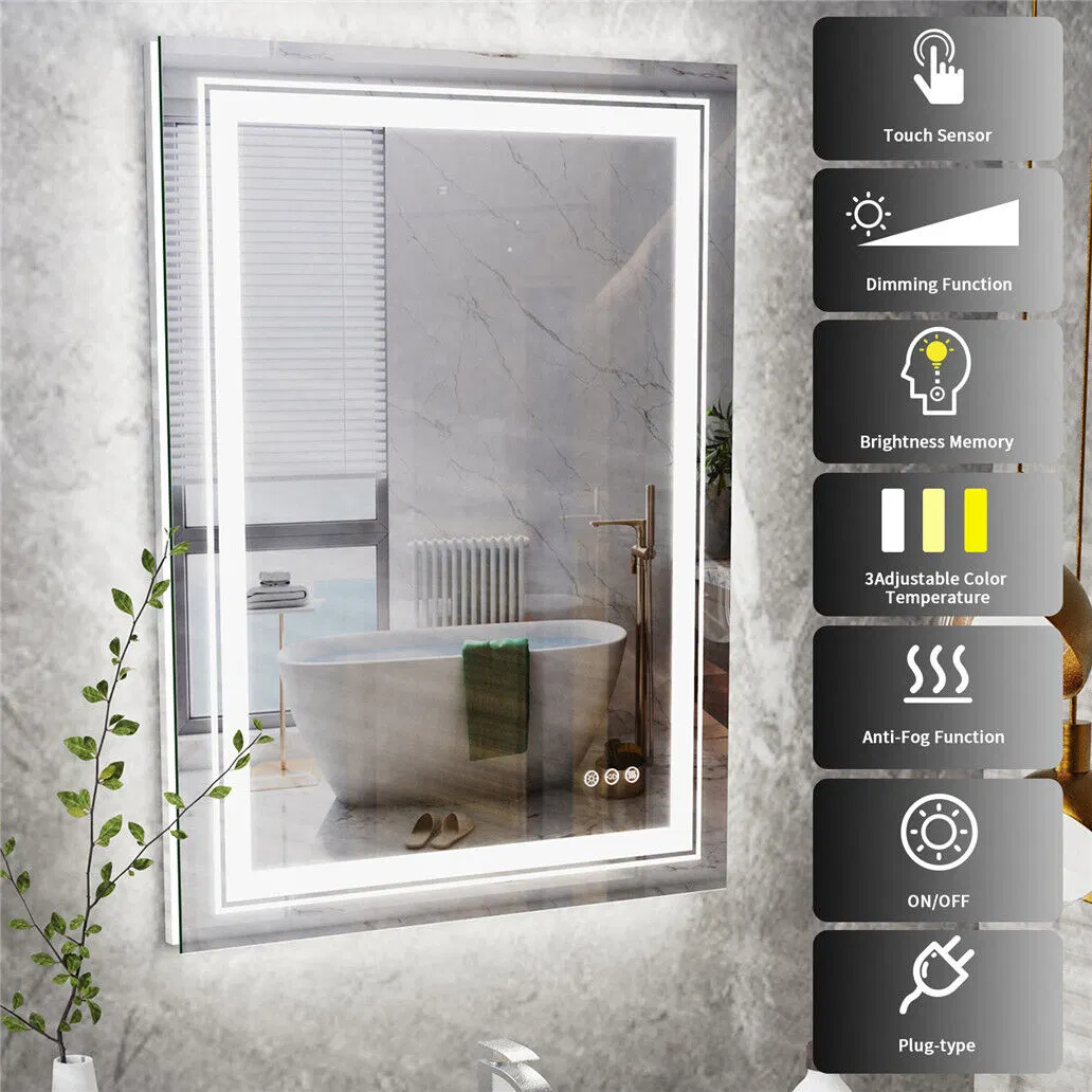 LED Bathroom Mirror with 3 LED Lights/Demister Pad/Bluetooth Illuminated Light