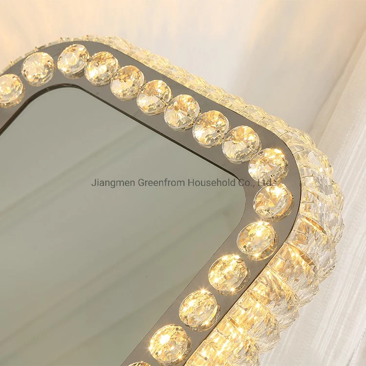 Crystal Luxury LED Lighted Large Table Standing Rectangle Hollywood Mirror with Lights Gmm1574