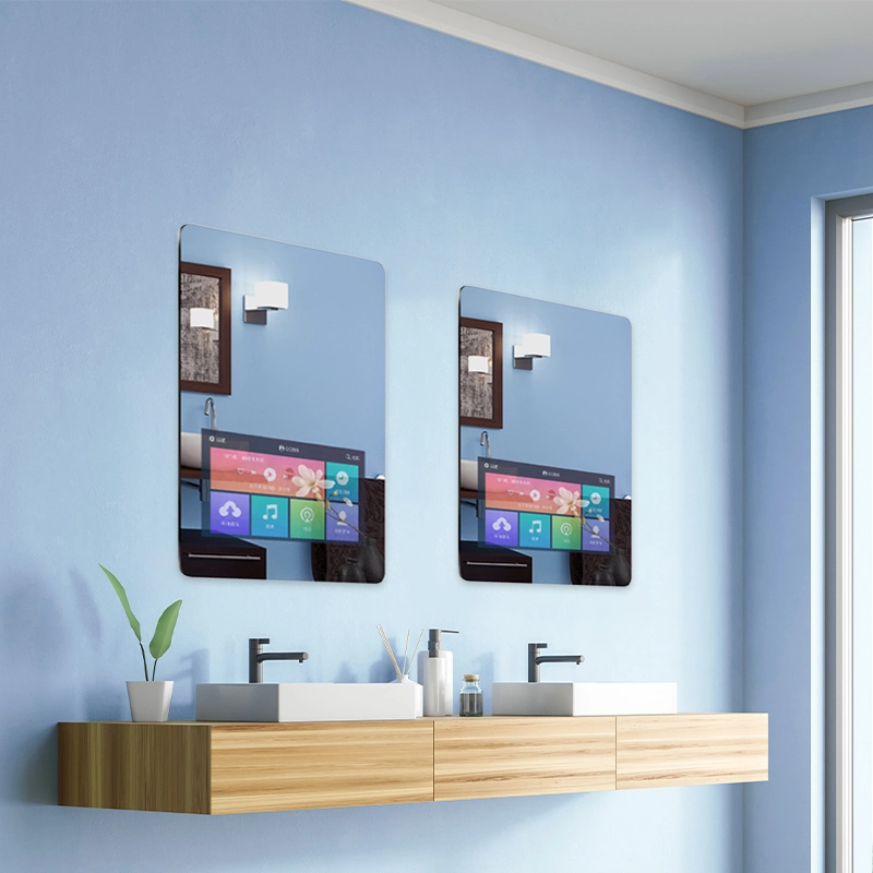 Smart Mirror 7 Inch to 100 Inch Interactive Bathroom TV Mirror Intelligent Magic Mirror Glass Touch Screen Mirror for Hotel Smart Home with Android OS