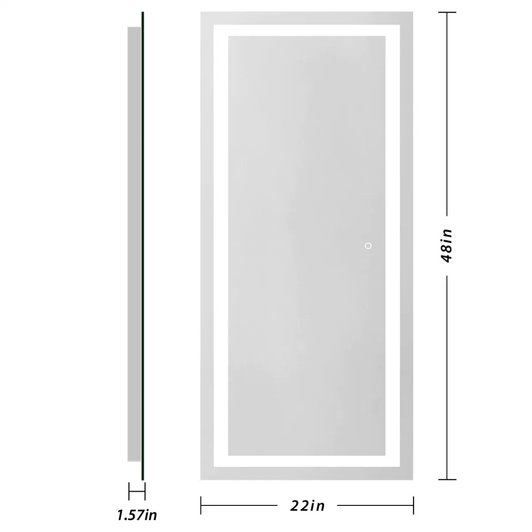 Ortonbath Frameless Floor Standing Retangular 60 X 22 Inch LED Bathroom Full Length Mirror with Lights, Wall Mounted Smart Mirror with Anti-Fog and Adjustable