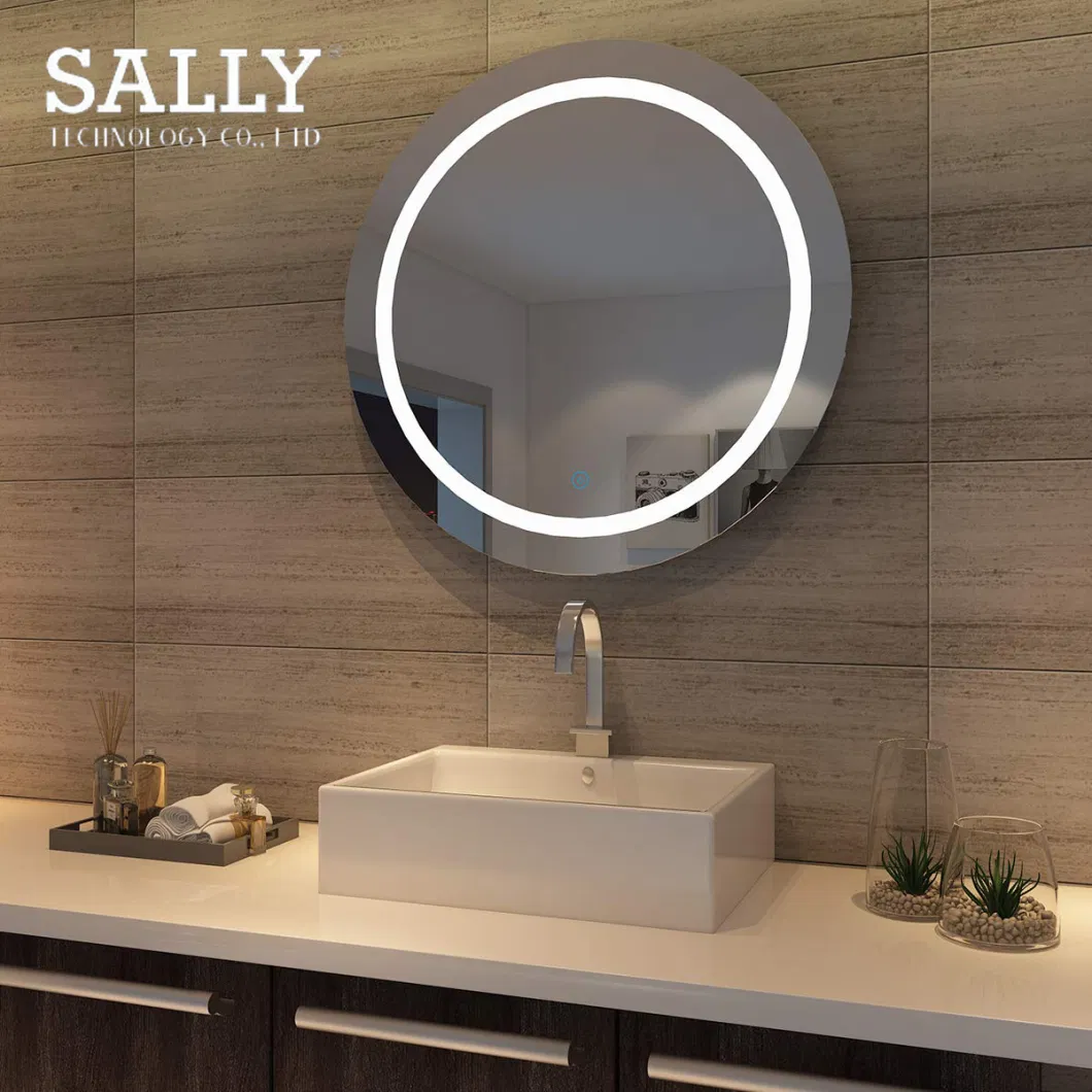 Sally 24 Inch LED Round Bathroom Mirror with Light Anti-Fog Dimmable Water Proof Wall Mounted Circle Mirror Vanity Mirror Makeup Lighted Mirror