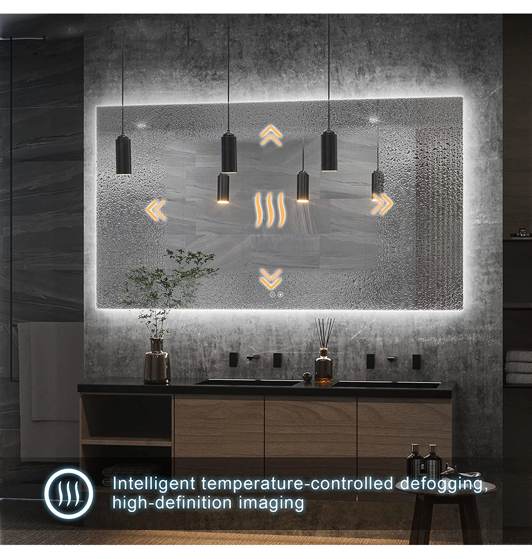 Factory CE/UL 2022 Hotel LED Smart Mirror Anti-Fog Touch Switch Lighted Illuminated Backlit Bluetooth Speaker Wall Furniture