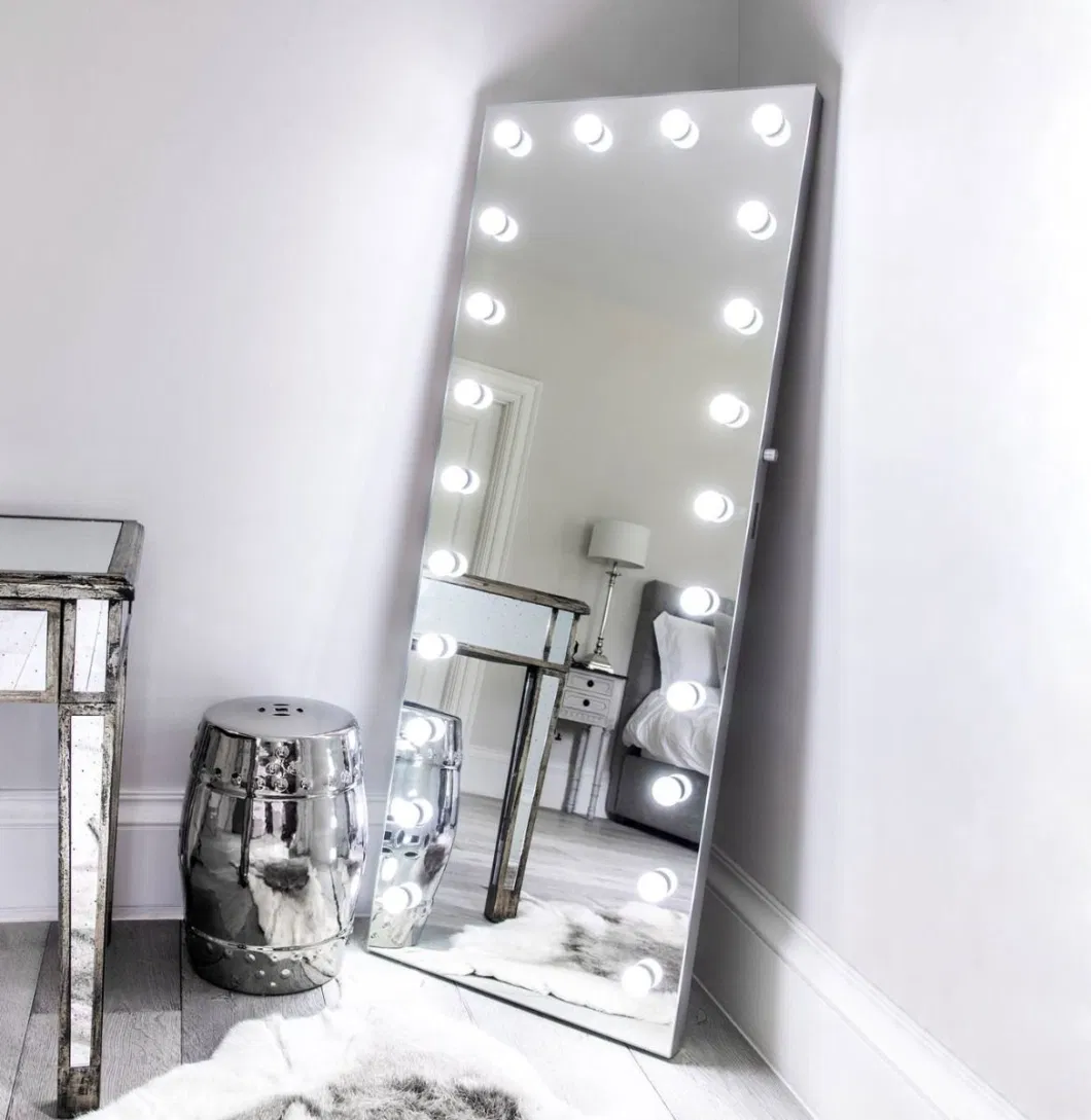 Ortonbath Against Wall Rectangular Light Bulbs LED Dressing Makeup Vanity Table Top Mirror with Lights Wall Mounted Illuminated Vanity Hollywood Mirror