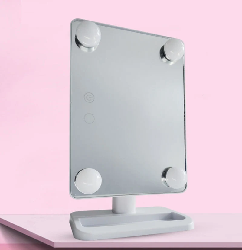 New Square Dimming 360 Rotation Tabletop Cosmetic LED Mirror