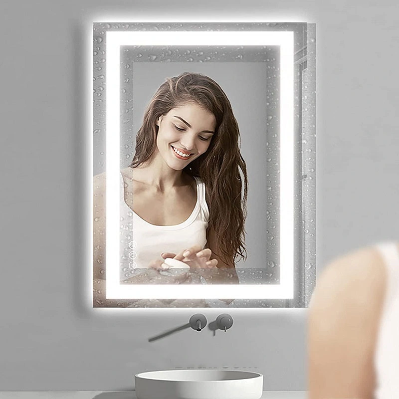 Large Dimmable 24 Inch Vanity Mirror Square Frameless LED Bathroom Mirror with Anti-Fog Shatter-Proof