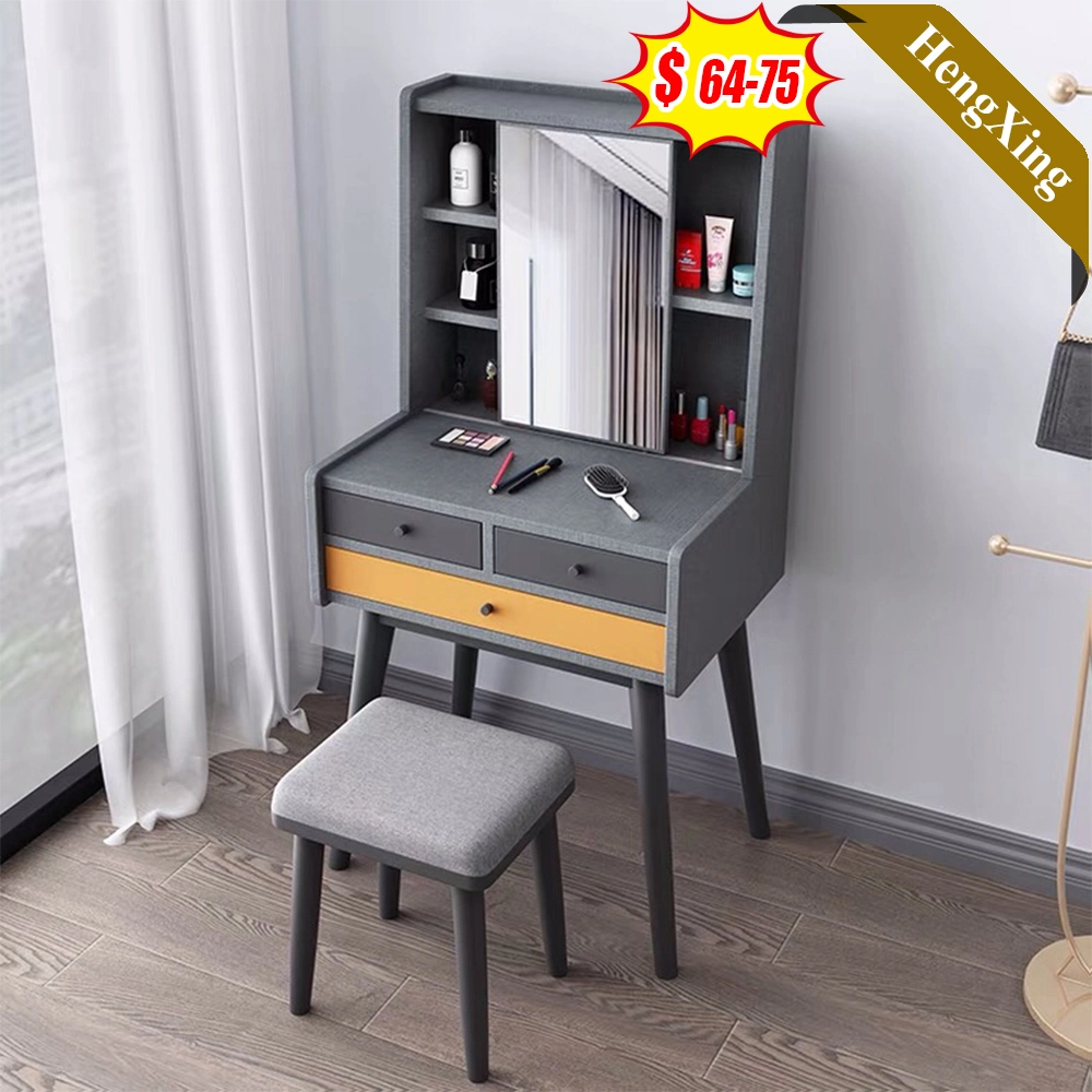 Hot Sale Bedroom Furniture Corner Storage Wooden Dressing Makeup Vanity Table with Mirror