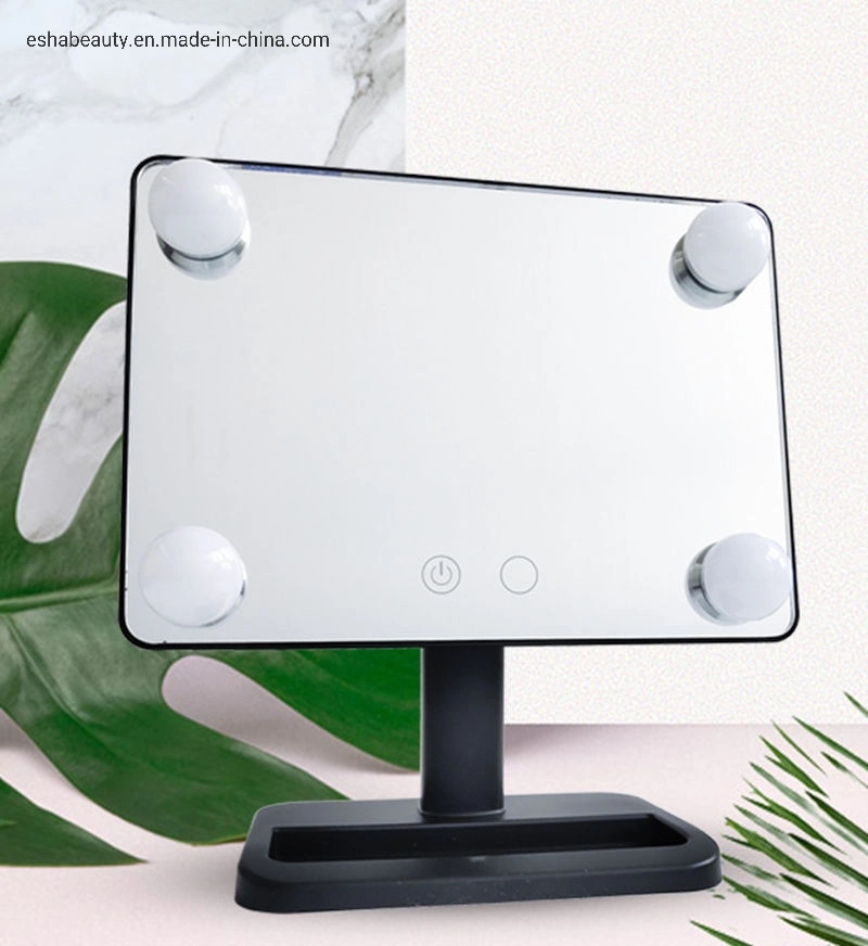 New Square Dimming 360 Rotation Tabletop Cosmetic LED Mirror