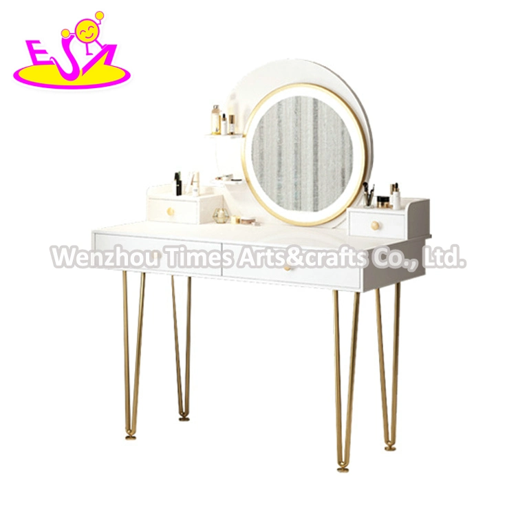 High Quality Luxury Girls White Wooden Vanity Desk with Mirror W08h162