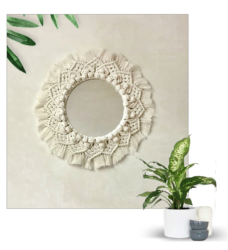 Macrame Handmade Wall Decors Mirror Boho Home Decoration for Living Room