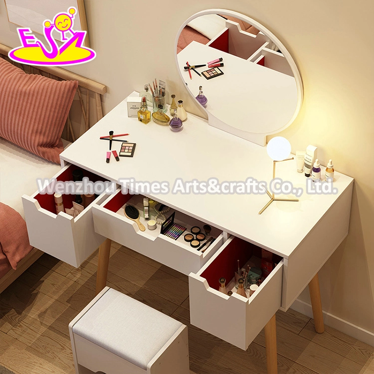 High Quality Luxury Girls White Wooden Vanity Desk with Mirror W08h162