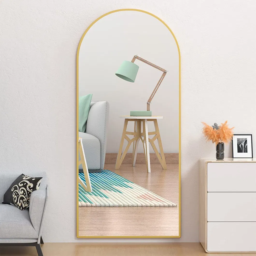 High Quality Metal Frame Floor-Standing Decorative Arched Wall Mirror Full-Length Mirror