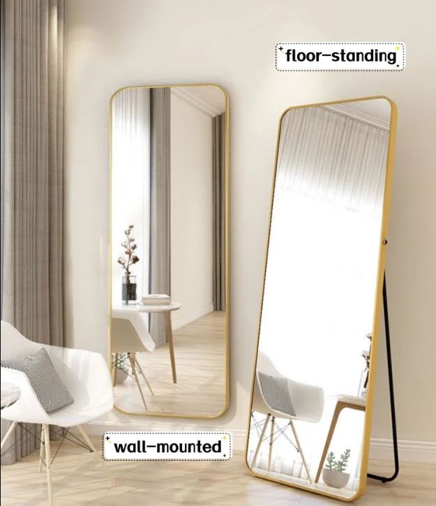 Aluminum Frame Full Length Long Mirror Wall Metal Bedroom Floor Full-Length Dressing Living Room Standing Mirrors with Stand