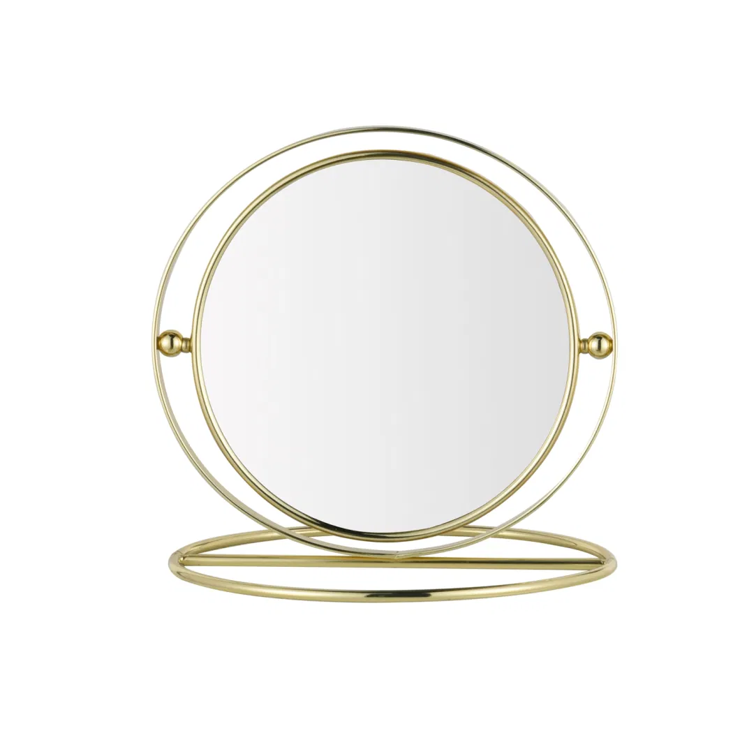 Luxury Gold Plating Double Sided Uniquie Shape Table Vanity Mirror