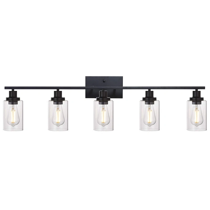 Modern Clear Glass Black Wall Lamps Vanity Mirror with LED Light Bathroom Light Vanity Light