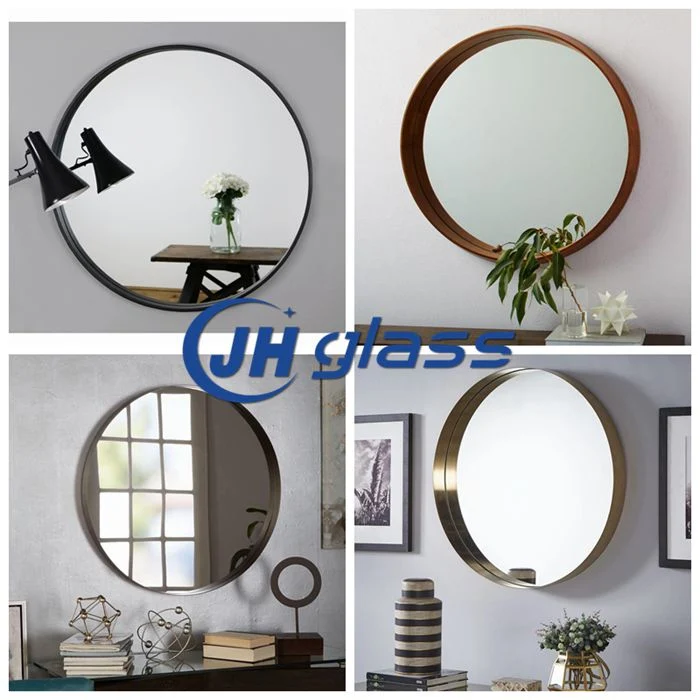 Black Metal PU Frame Round Rectangle Wall Hanging Decorative Mirror