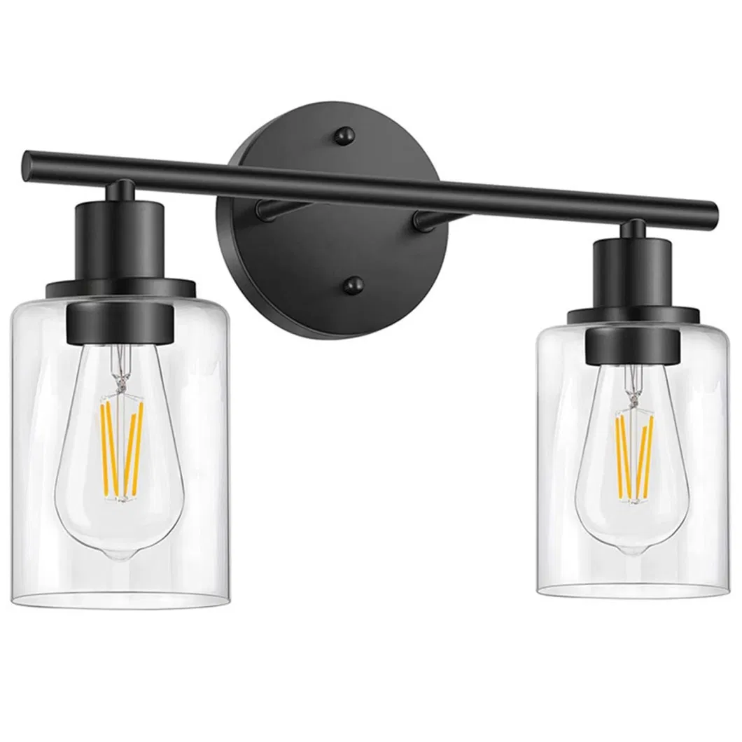 Modern Clear Glass Black Wall Lamps Vanity Mirror with LED Light Bathroom Light Vanity Light