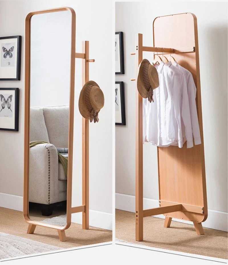 Nordic Solid Wood Full Body Ins Bedroom Dressing Multifunctional Hanging Clothes Household Simple Floor Fitting Mirror 0028