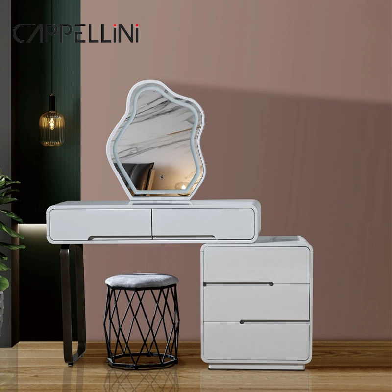 Cheap Wholesale Bedroom Dresser Wooden Makeup Vanity Desk Home Furniture LED Mirror Dressing Table for Bedroom