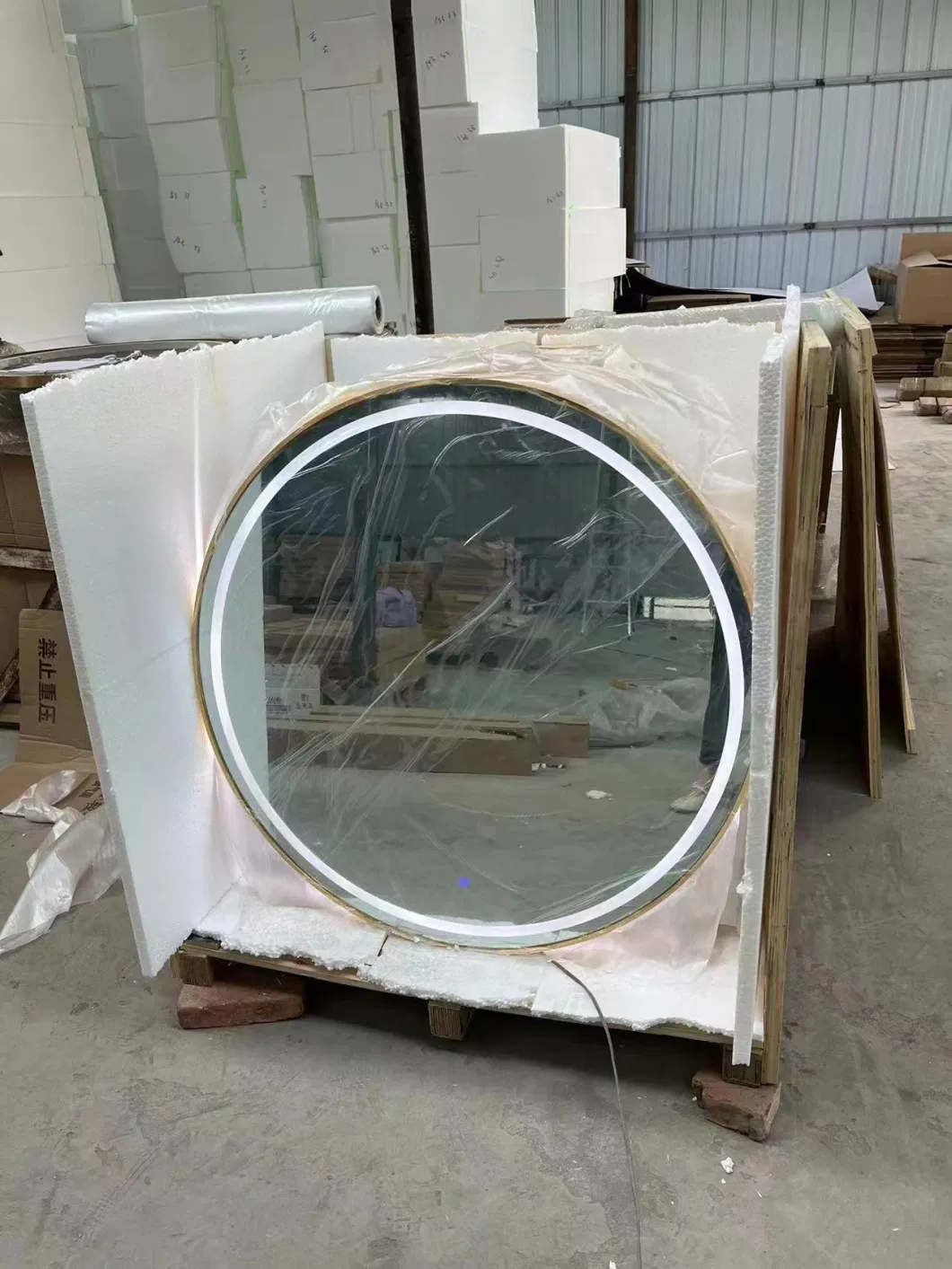 2023 Modern Large Round Frame Defogger Standing Arch Bathroom LED Bathroom Mirror Decorative Mirror with Light