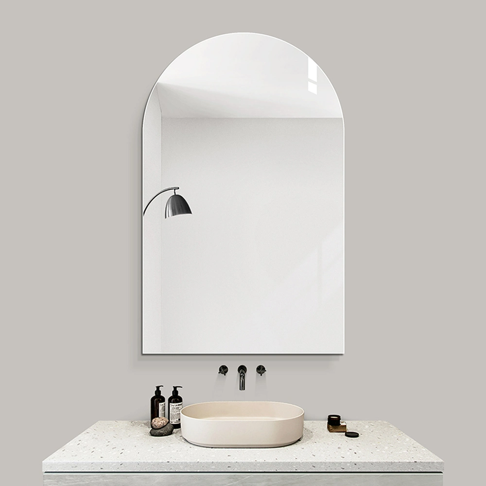 Arched Frameless Mirror Polished Edge Hanging Wall Mounted Mirror for Bathroom Living Room