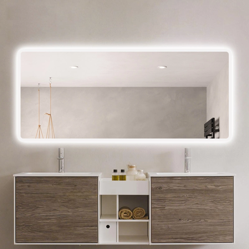 Fashionable Long Strip Lamp LED Wall Mirror Bathroom with Sucker