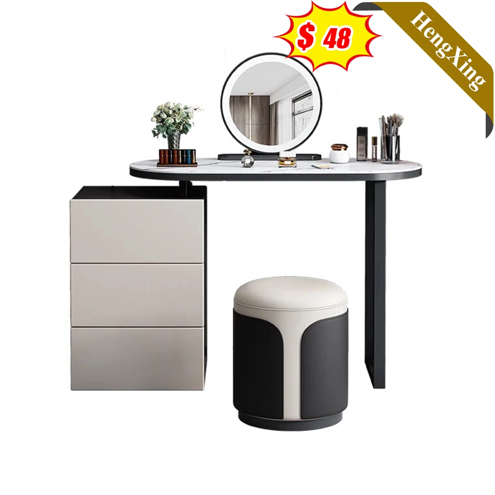 Popular Classic White Fashion Design Round Mirror Make-up Storage Dressing Table Vanity