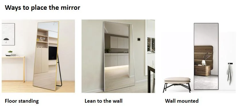 Durable Solid Wood Frame Explosion-Proof Film High-Definition Full Body Mirror Standing/ Leaning/ Hanging Long Mirror