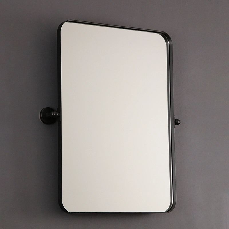 Modern Decorative Black Rectangle Framed Frameless Lighted Mirror Metal Frame Wall Mirror for Bathroom Entryway Living Room Beauty Salon