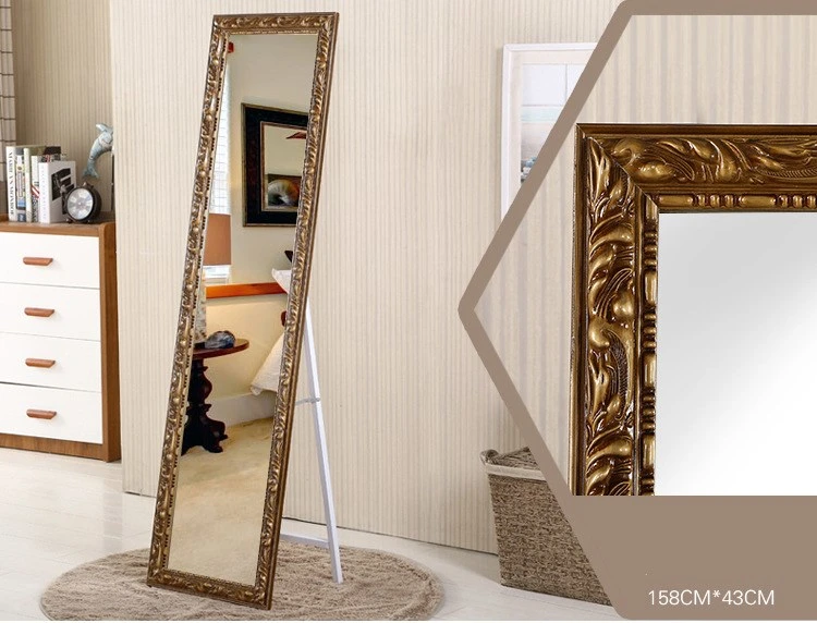 Nordic Style Foldable Bracket Furniture Hotel Wood Full-Length Floor Mirror