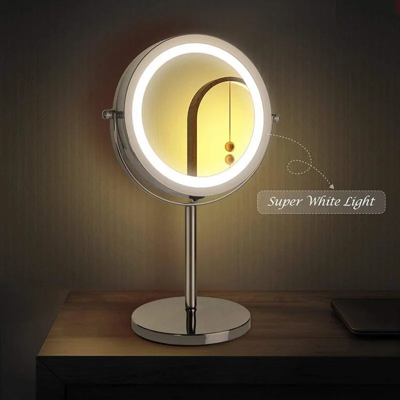 Double-Sided Stainless Steel 1X/3X/5X Household Desktop LED Cosmetic Makeup Mirror