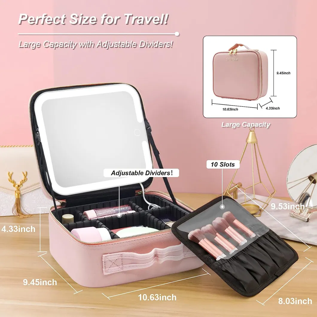 Amazon Festive Gifts Lady Handheld Rechargeable Cosmetic Bag LED Mirror