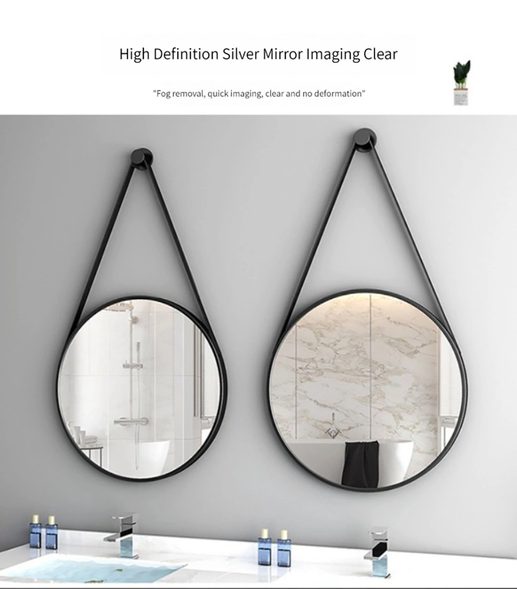 Fashion Modern Style PU Belt Wall Mirrors Home Decor Hanging Mirror Round Decor Wall Mirror