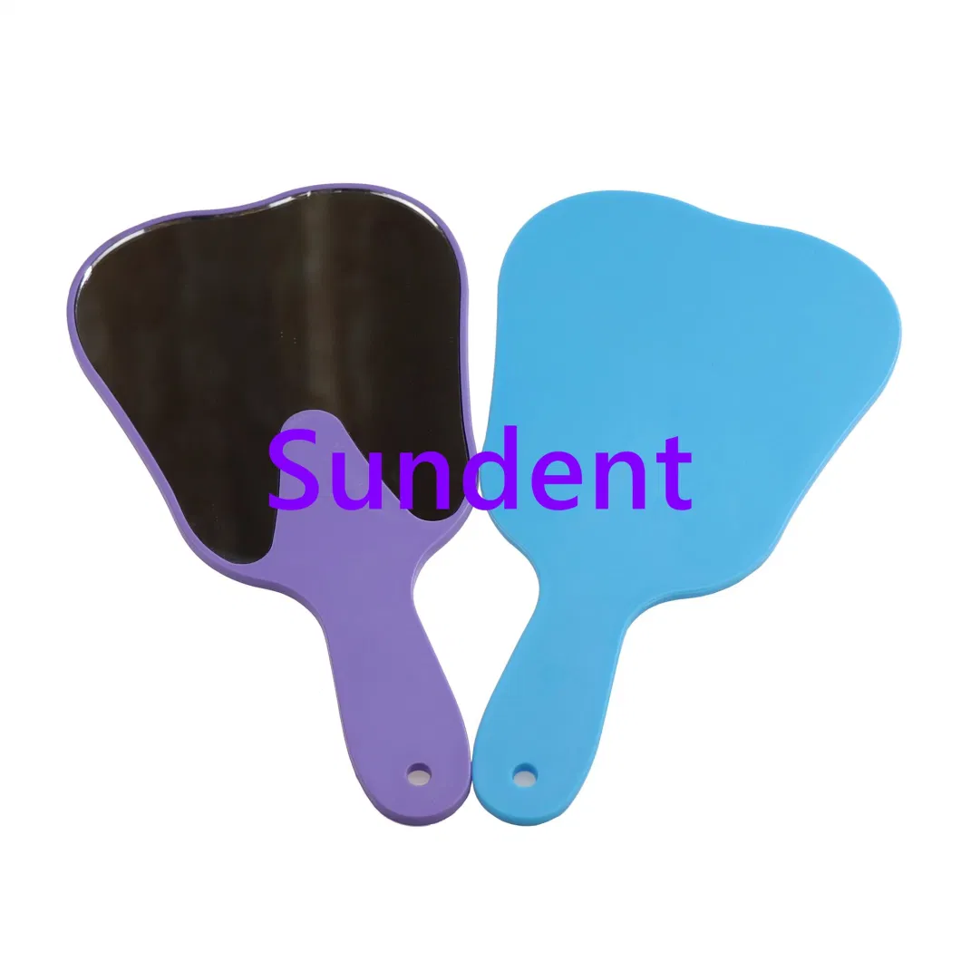 Dental Oral Clinic Supplies Tooth Shaped Handheld Plastic Makeup Cosmetic Hand Patient Face Mirrors