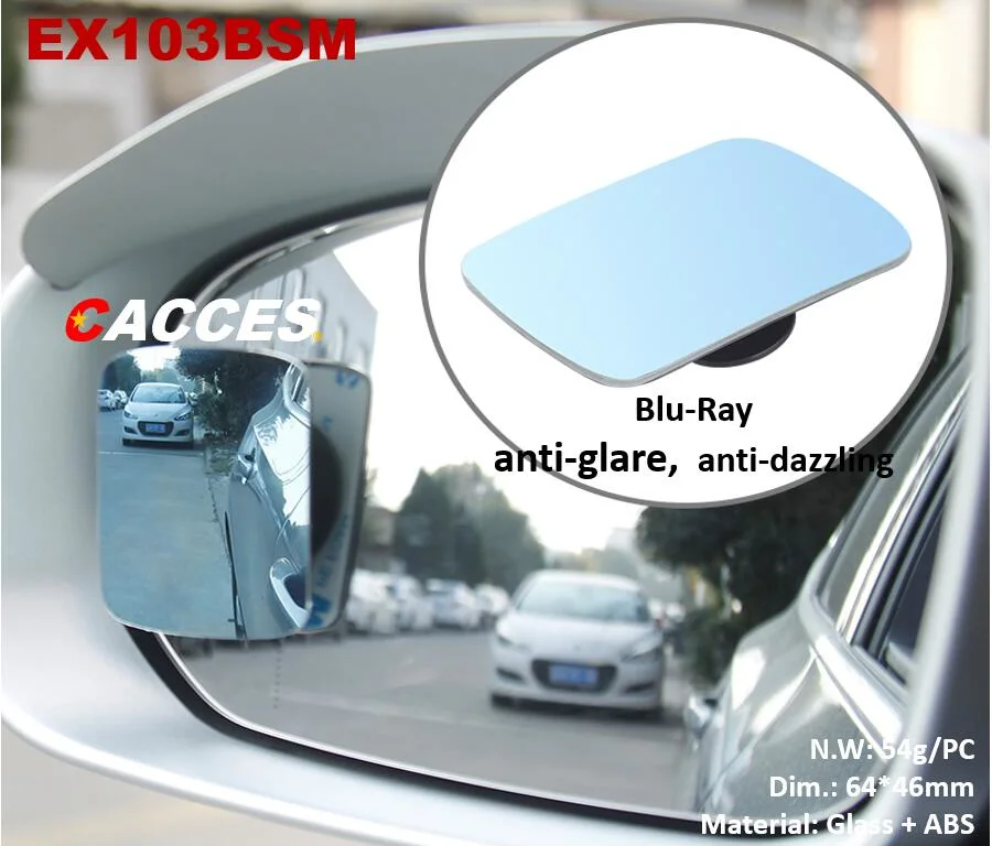 Cacces 2PC Universal Blu-Ray Auto Blind Spot Car Mirror Adjustable Wide Angle Side Rearview Blind Spot Mirror, Super HD Frameless Convex Square Rear View Mirror