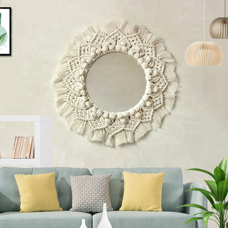 Macrame Handmade Wall Decors Mirror Boho Home Decoration for Living Room