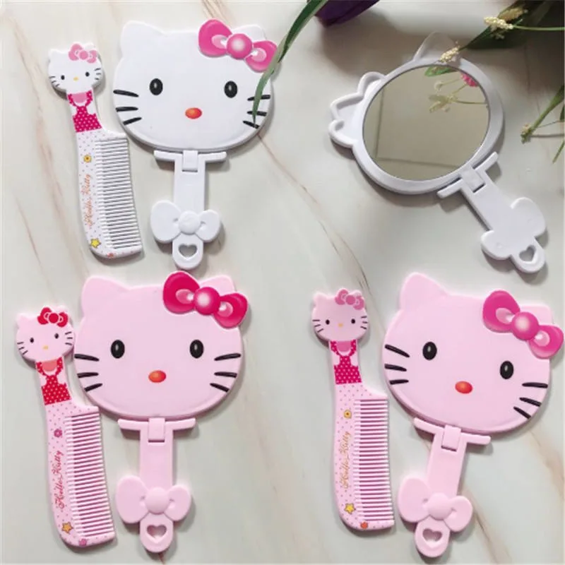 Kitten Foldable Cosmetic Hello Small Hand Held Cat Mirror for Pocket