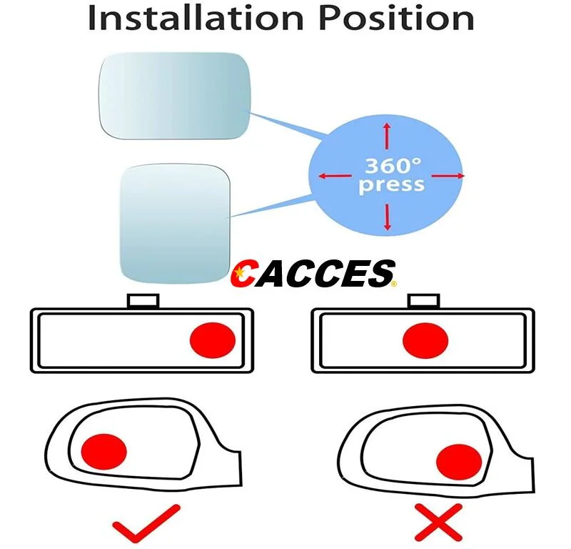 Cacces 2PC Universal Blu-Ray Auto Blind Spot Car Mirror Adjustable Wide Angle Side Rearview Blind Spot Mirror, Super HD Frameless Convex Square Rear View Mirror