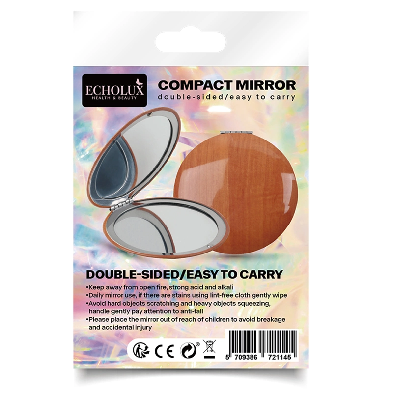 Fashion Round 70mm Compact Mirror Travel Pocket Mirrors Hand Held Cosmetic Makeup Mirror