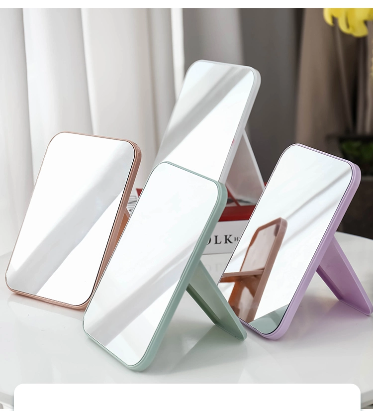 High-Definition Single-Sided Cosmetic Desktop Plastic Colorful Vanity Folding Portable Square Princess Mirror